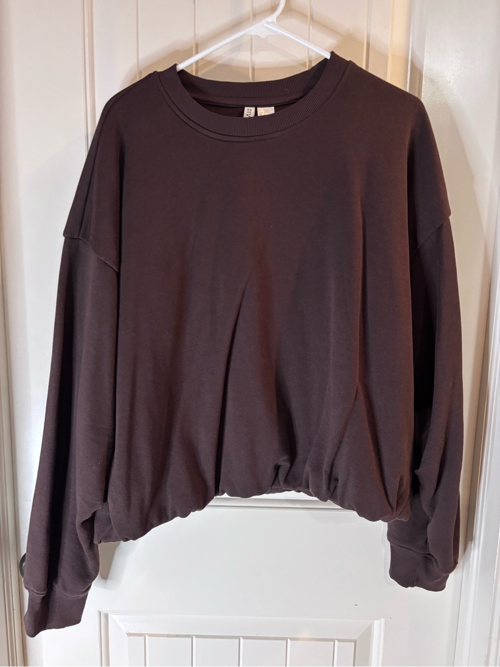 H&M Brown Cinched Crewneck Sweatshirt